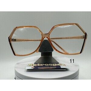 True Vintage Eyeglasses NOS Plastic Original Demo Lens Joyce Crystal Brown Frame